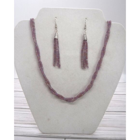 Hand Crafted Jewelry - Necklace & Earring Set Purples